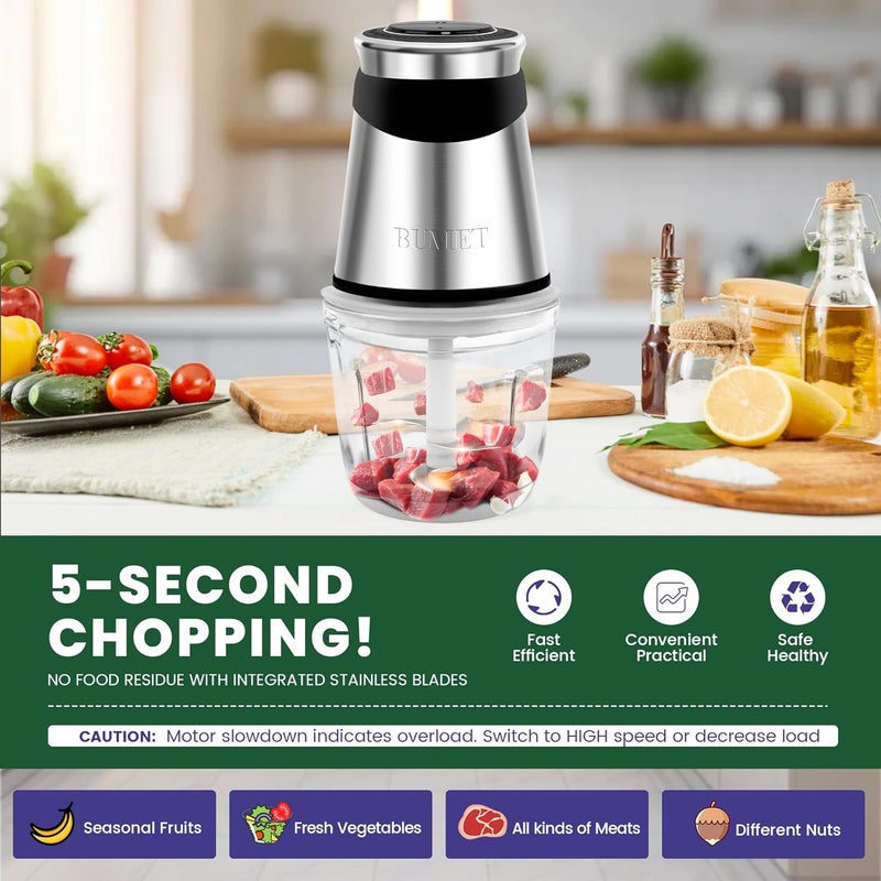 BUMET Electric food processor vegetable chopper 500W one 2.5cup bowl one bi-layer 4 blades Mini Food chopper for home use,Mincing, and Puree for kitchen aid, baby foot - Image 3